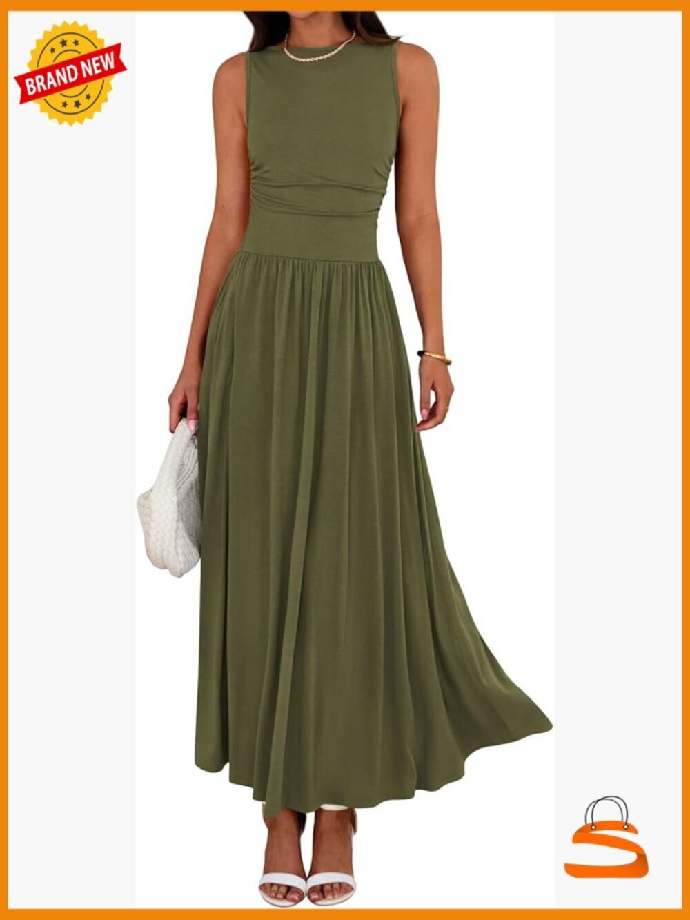 Sleeveless Ruched Maxi Dress with Pockets 2026 Spring Casual Beach Sundress